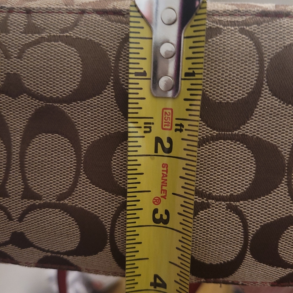 Authentic Coach Khaki/Cardinal Signature Zip Top Tote Bag - Pre Loved - Picture 9 of 11